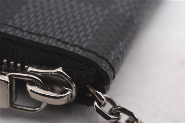 Authentic Louis Vuitton Damier Graphite Pochette Cles Coin Case N60155 Box 0358F