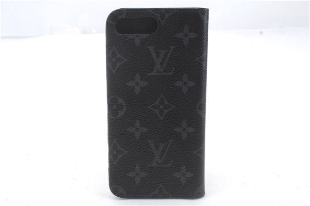 Authentic Louis Vuitton Monogram Eclipse Folio iPhone 7+ Case M62641 LV 0361D