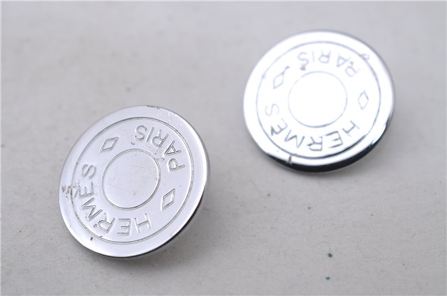 Authentic HERMES BIJOUTERIE FANTASIE Sellier Earrings Silver 0362D