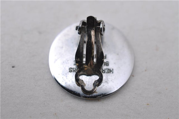 Authentic HERMES BIJOUTERIE FANTASIE Sellier Earrings Silver 0362D