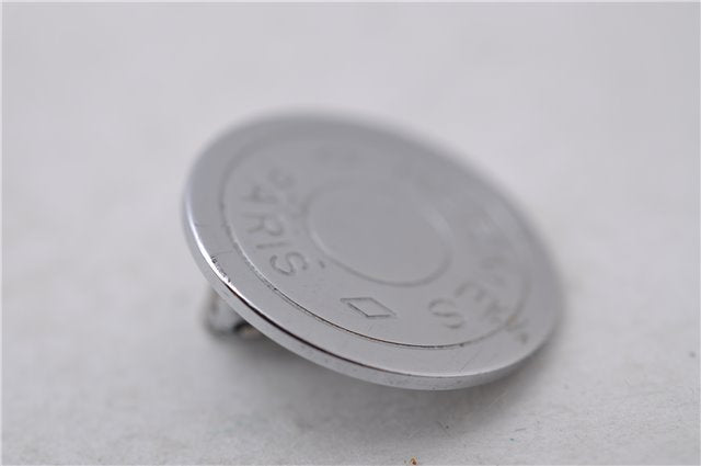 Authentic HERMES BIJOUTERIE FANTASIE Sellier Earrings Silver 0362D