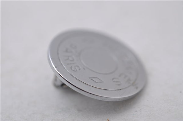 Authentic HERMES BIJOUTERIE FANTASIE Sellier Earrings Silver 0362D