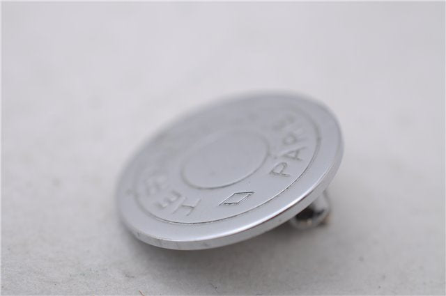 Authentic HERMES BIJOUTERIE FANTASIE Sellier Earrings Silver 0362D