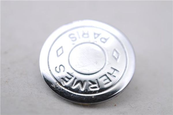 Authentic HERMES BIJOUTERIE FANTASIE Sellier Earrings Silver 0362D