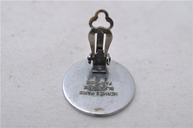Authentic HERMES BIJOUTERIE FANTASIE Sellier Earrings Silver 0362D