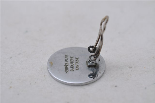 Authentic HERMES BIJOUTERIE FANTASIE Sellier Earrings Silver 0362D