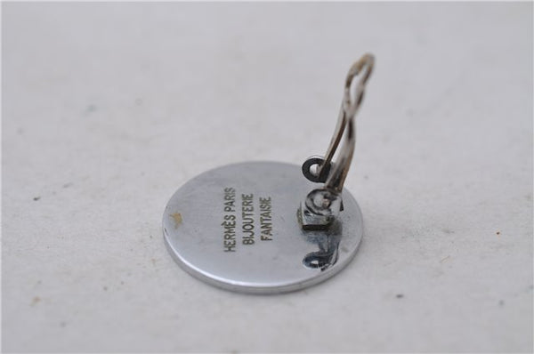 Authentic HERMES BIJOUTERIE FANTASIE Sellier Earrings Silver 0362D