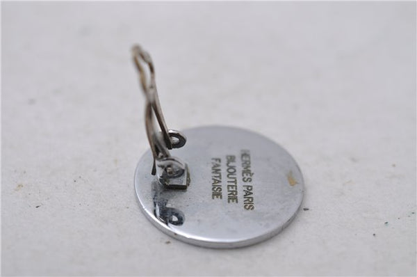 Authentic HERMES BIJOUTERIE FANTASIE Sellier Earrings Silver 0362D