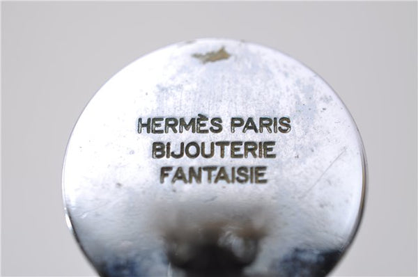Authentic HERMES BIJOUTERIE FANTASIE Sellier Earrings Silver 0362D