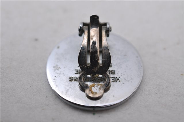 Authentic HERMES BIJOUTERIE FANTASIE Sellier Earrings Silver 0362D