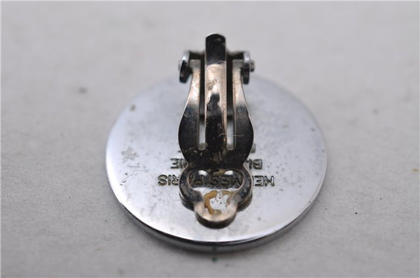 Authentic HERMES BIJOUTERIE FANTASIE Sellier Earrings Silver 0362D