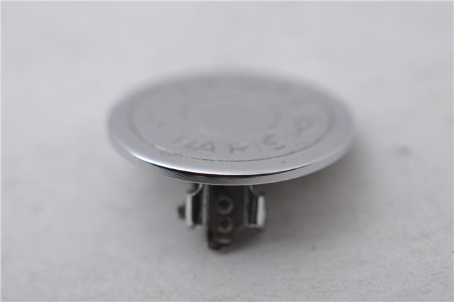 Authentic HERMES BIJOUTERIE FANTASIE Sellier Earrings Silver 0362D