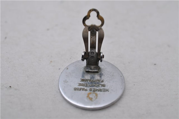 Authentic HERMES BIJOUTERIE FANTASIE Sellier Earrings Silver 0362D