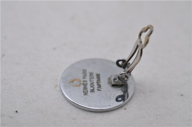 Authentic HERMES BIJOUTERIE FANTASIE Sellier Earrings Silver 0362D