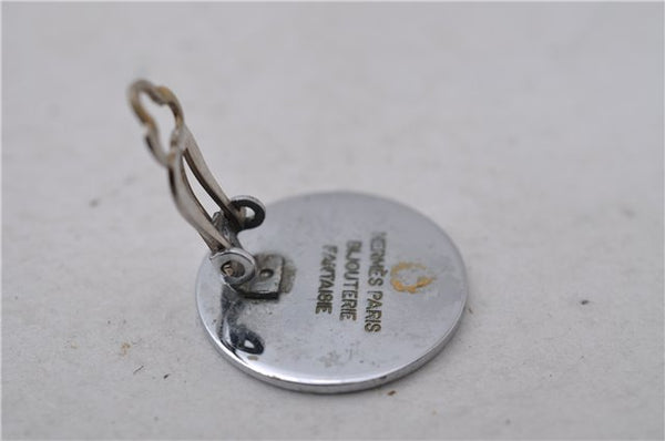 Authentic HERMES BIJOUTERIE FANTASIE Sellier Earrings Silver 0362D