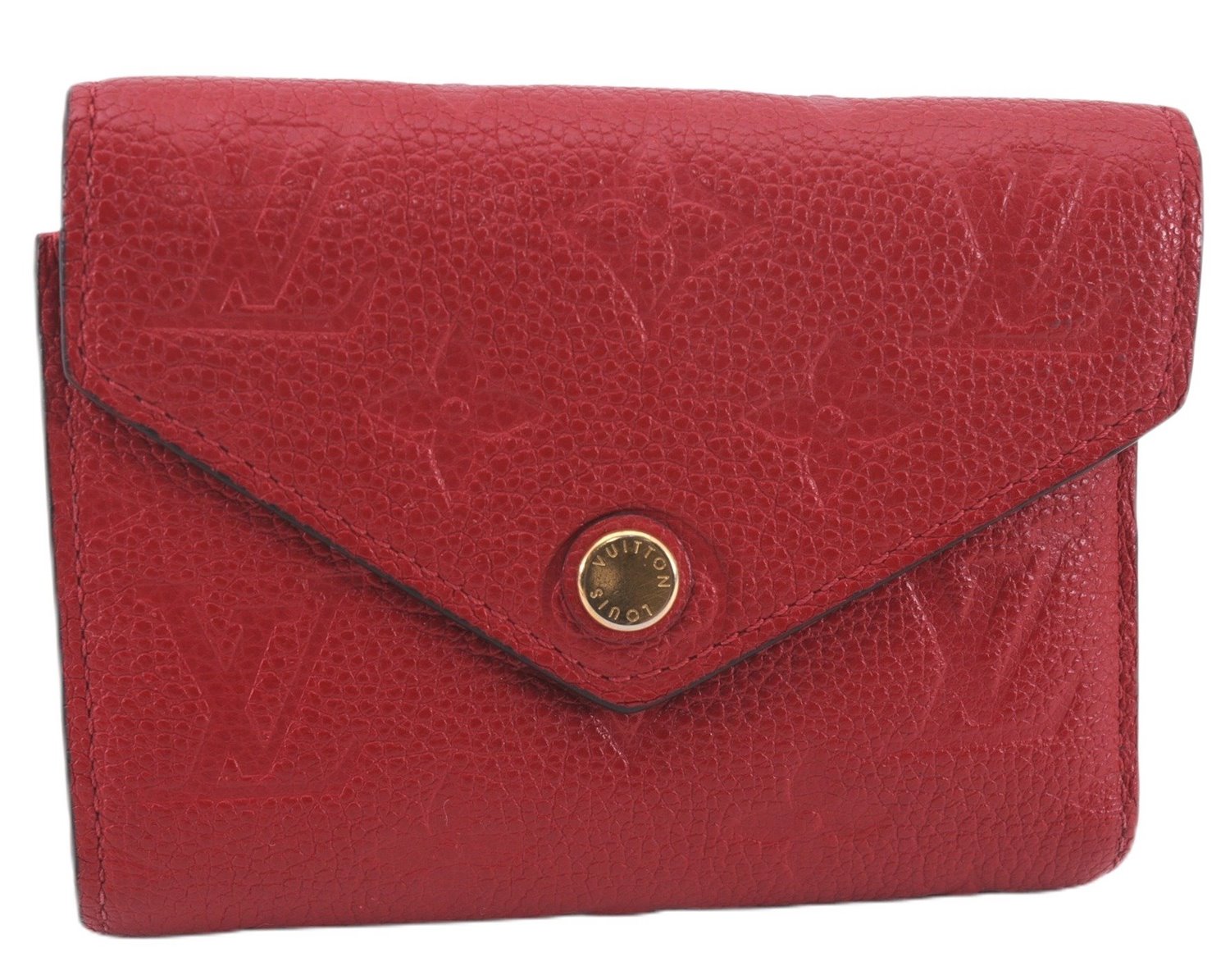 Auth Louis Vuitton Monogram Empreinte Portefeuille Victorine Wallet Red LV 0362F