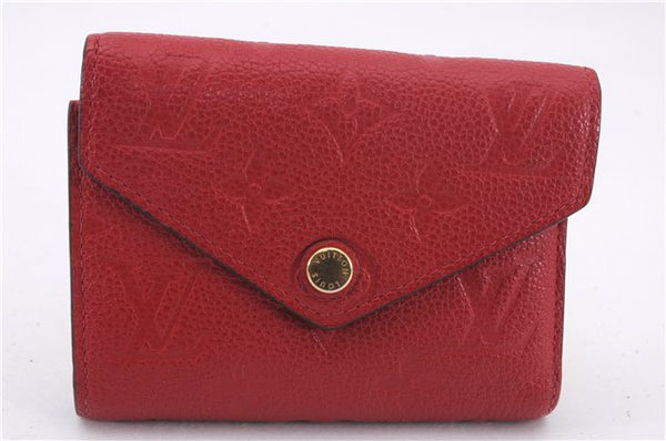 Auth Louis Vuitton Monogram Empreinte Portefeuille Victorine Wallet Red LV 0362F