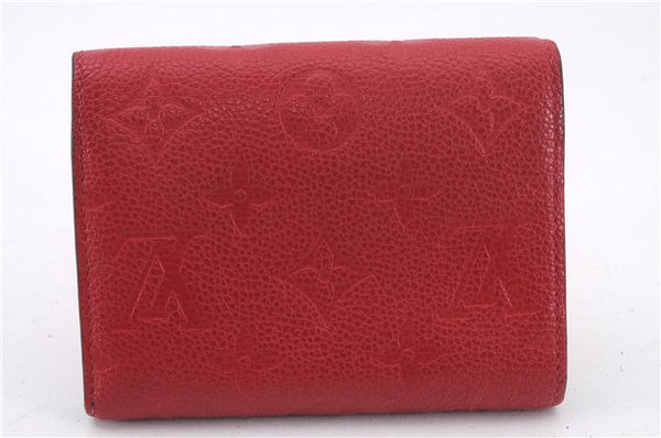 Auth Louis Vuitton Monogram Empreinte Portefeuille Victorine Wallet Red LV 0362F