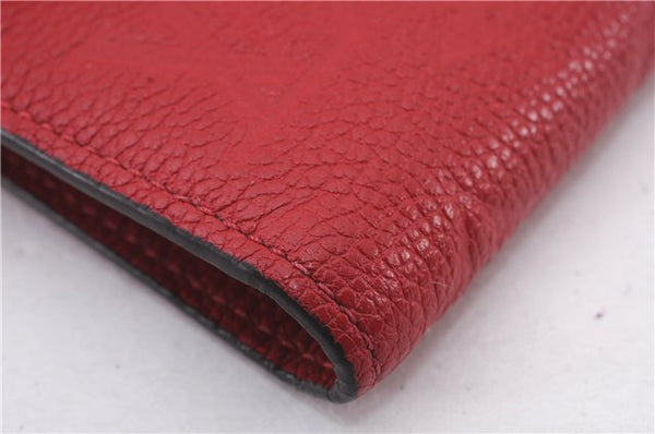 Auth Louis Vuitton Monogram Empreinte Portefeuille Victorine Wallet Red LV 0362F