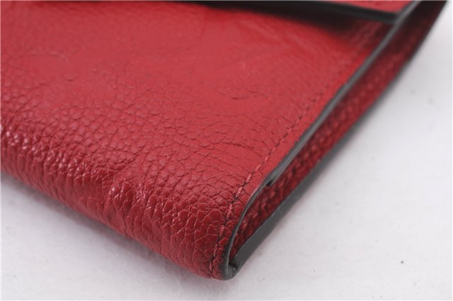 Auth Louis Vuitton Monogram Empreinte Portefeuille Victorine Wallet Red LV 0362F