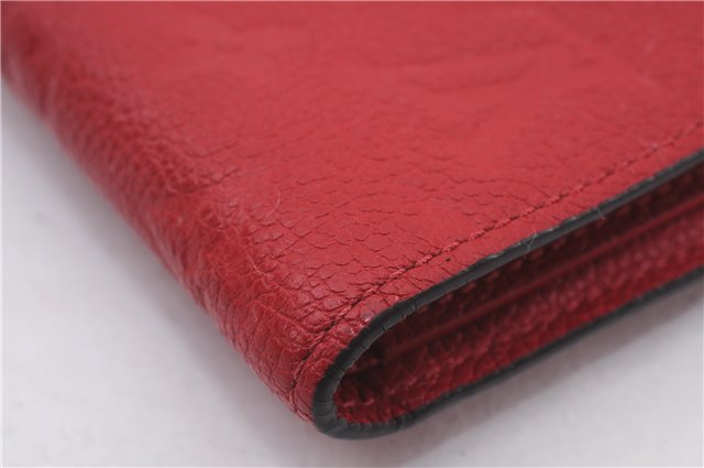 Auth Louis Vuitton Monogram Empreinte Portefeuille Victorine Wallet Red LV 0362F