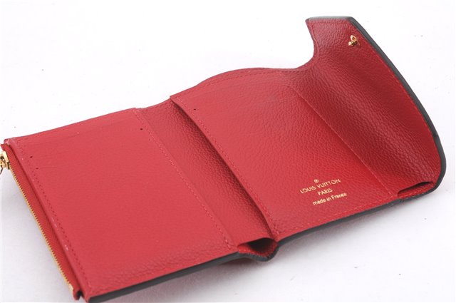 Auth Louis Vuitton Monogram Empreinte Portefeuille Victorine Wallet Red LV 0362F