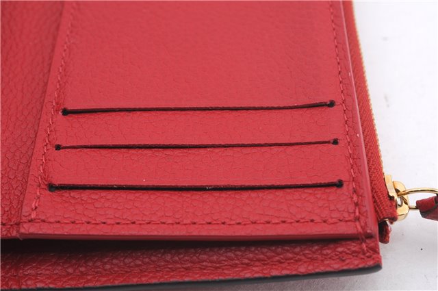 Auth Louis Vuitton Monogram Empreinte Portefeuille Victorine Wallet Red LV 0362F