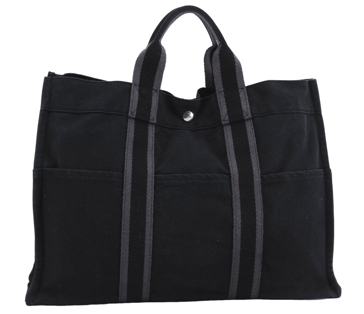 Authentic HERMES Fourre Tout MM Hand Tote Bag Canvas Black 0363E