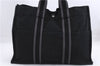 Authentic HERMES Fourre Tout MM Hand Tote Bag Canvas Black 0363E