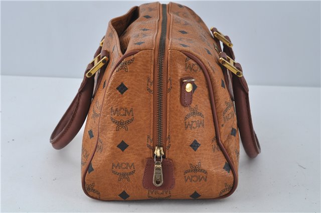 Authentic MCM Visetos Leather Vintage 2Way Shoulder Hand Boston Bag Brown 0365C