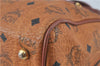 Authentic MCM Visetos Leather Vintage 2Way Shoulder Hand Boston Bag Brown 0365C