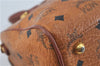 Authentic MCM Visetos Leather Vintage 2Way Shoulder Hand Boston Bag Brown 0365C