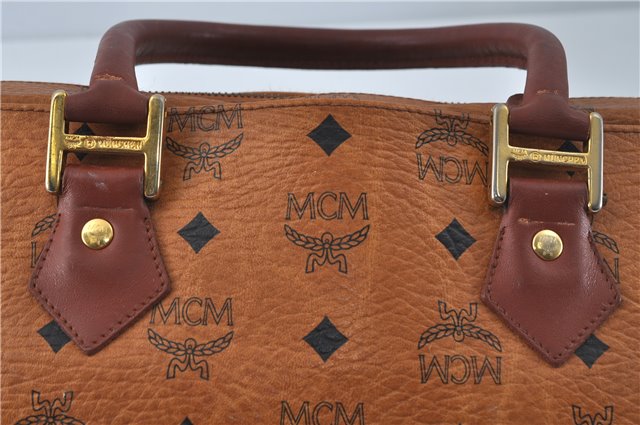 Authentic MCM Visetos Leather Vintage 2Way Shoulder Hand Boston Bag Brown 0365C