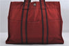 Authentic HERMES Fourre Tout MM Hand Tote Bag Canvas Red 0365E