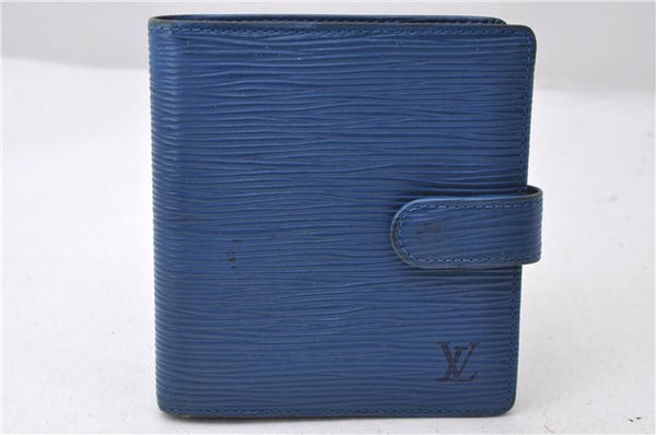 Auth Louis Vuitton Epi Porte Billets Compact Wallet Purse Blue M63555 LV 0368D