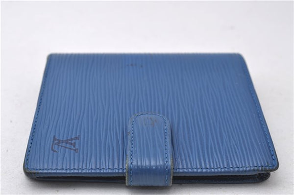 Auth Louis Vuitton Epi Porte Billets Compact Wallet Purse Blue M63555 LV 0368D