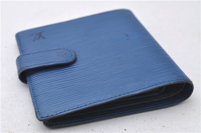 Auth Louis Vuitton Epi Porte Billets Compact Wallet Purse Blue M63555 LV 0368D