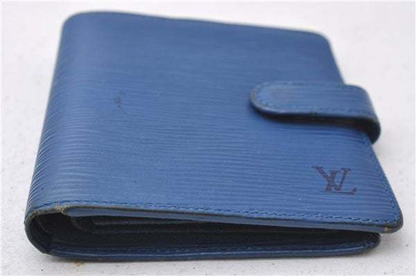 Auth Louis Vuitton Epi Porte Billets Compact Wallet Purse Blue M63555 LV 0368D