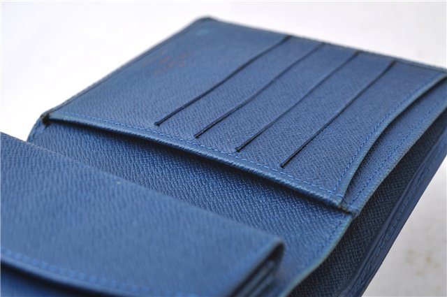 Auth Louis Vuitton Epi Porte Billets Compact Wallet Purse Blue M63555 LV 0368D