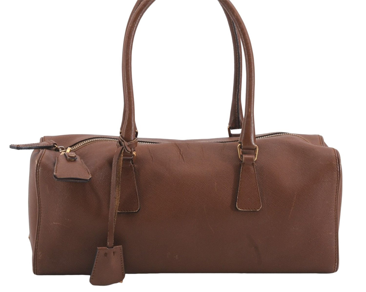 Authentic PRADA Leather Nappa Shoulder Hand Bag Brown 0368E