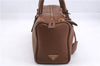 Authentic PRADA Leather Nappa Shoulder Hand Bag Brown 0368E