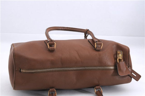 Authentic PRADA Leather Nappa Shoulder Hand Bag Brown 0368E