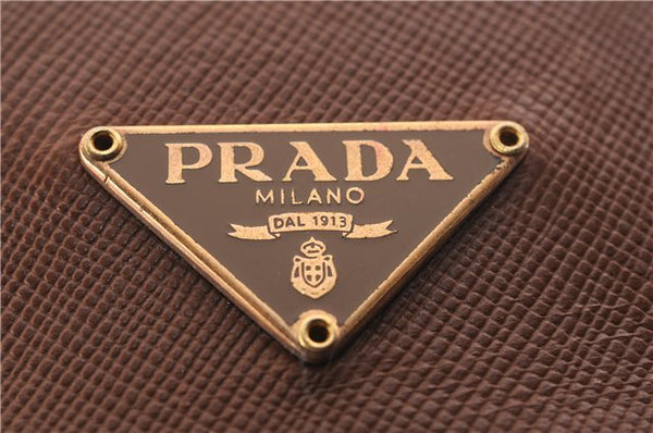 Authentic PRADA Leather Nappa Shoulder Hand Bag Brown 0368E