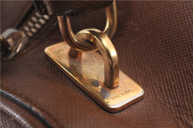 Authentic PRADA Leather Nappa Shoulder Hand Bag Brown 0368E