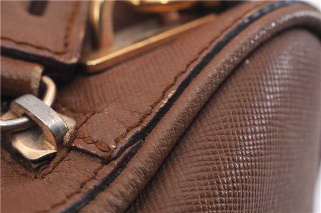 Authentic PRADA Leather Nappa Shoulder Hand Bag Brown 0368E
