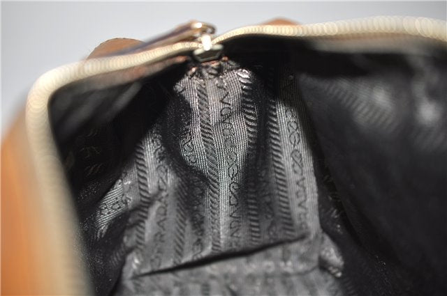 Authentic PRADA Leather Nappa Shoulder Hand Bag Brown 0368E