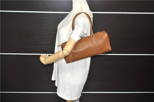 Authentic PRADA Leather Nappa Shoulder Hand Bag Brown 0368E