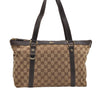 Authentic GUCCI Vintage Shoulder Tote Bag GG Canvas Leather 141470 Brown 0369E