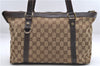 Authentic GUCCI Vintage Shoulder Tote Bag GG Canvas Leather 141470 Brown 0369E