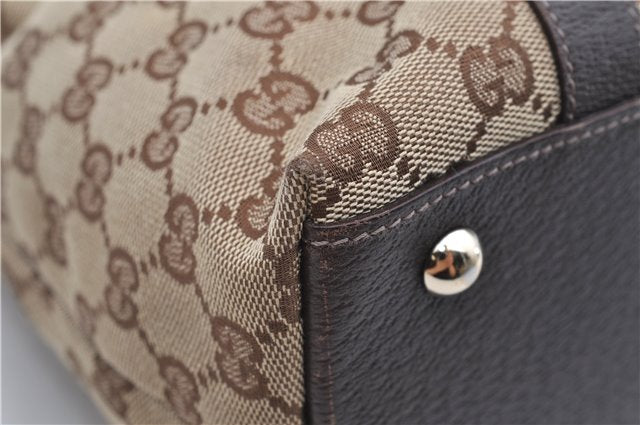 Authentic GUCCI Vintage Shoulder Tote Bag GG Canvas Leather 141470 Brown 0369E